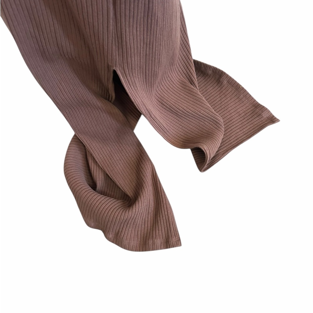 Reformation Brown Ribbed Knit Keyhole Midi Slit Dress Size Large - Picture 9 of 13